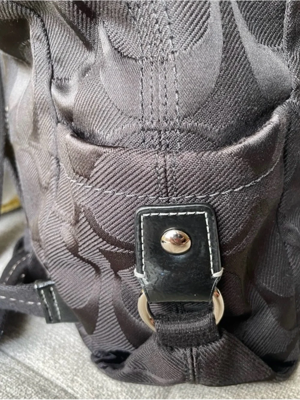 Coach Black Signature Drawstring mini Backpack y2k